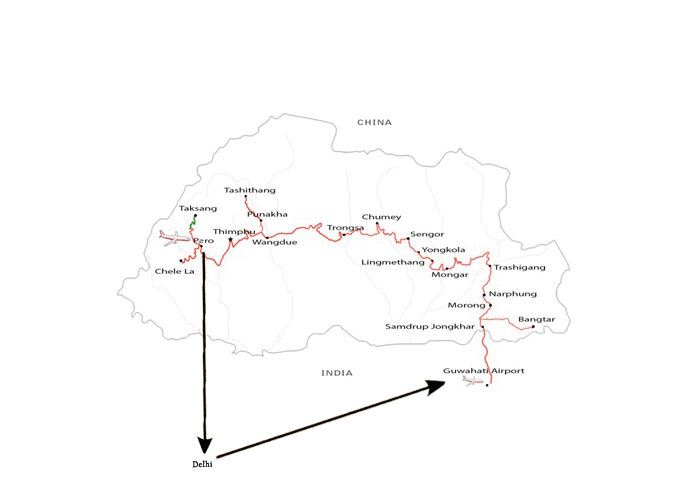Bhutan tours map